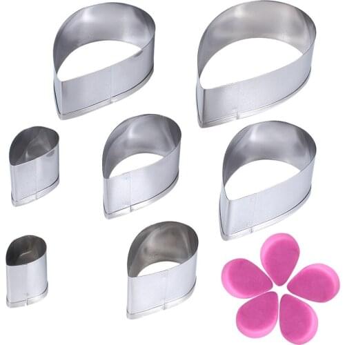 7Pcs/Set Stainless Steel Rose Petal Cake Tool Metal Cookie Cutter Mold Craft Pastry Paste Icing Cutting Decoration Baking Mould