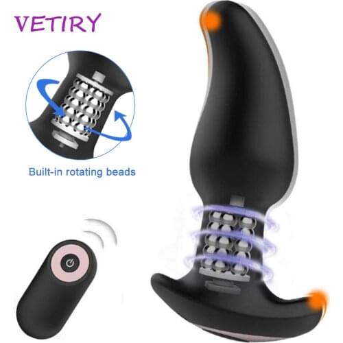 Anal Vibrator Rotation Beads Prostate Massage Sex Toys For Man Women Dildo Vibrator Wireless Remote Control Anal Plug Butt Plug
