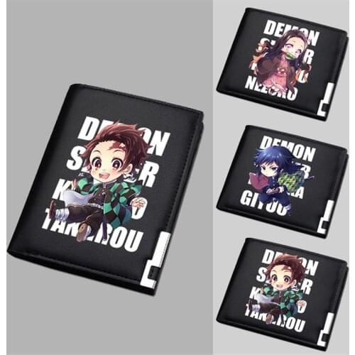 Demon Slayer: Kimetsu no Yaiba Anime Money Bag Pu Leather Short Wallet Kawaii Women Coin Purse ID Card Holder Small Wallet