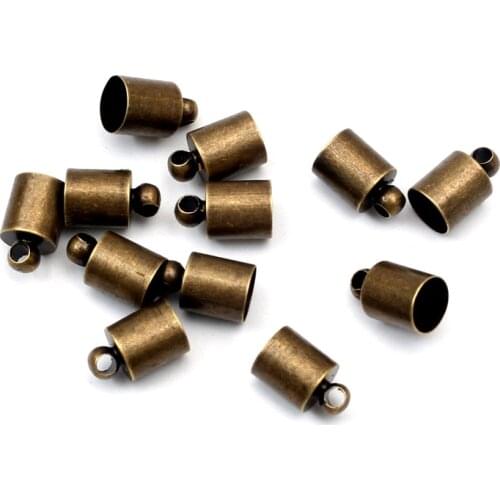 100Pcs 8-12mm Bronze/Golden/Silver Metal Jewelry Findings Beads End Caps Connectors Jewelry Making Accessories DIY Leather Cord