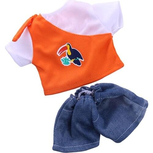 6xOrange T-shirt Short Jeans Pants for 14'' Wishers Doll