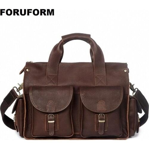 Crazy Horse Genuine Leather Mens Bag Cowskin Shoulder Bag Designer Handbags Men Messenger Bags Men Travel Bags LI-1189