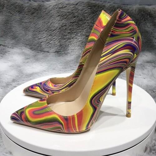 12cm stiletto women high heel shallow pointed toe pumps party dress dating multi colors 10cm 8cm sexy lady shoes QP112 CHENSIR9