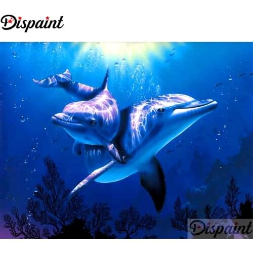 Dispaint Full Square/Round Drill 5D DIY Diamond Painting "Animal dolphin" Embroidery Cross Stitch 5D Home Decor A11838