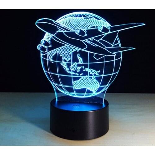 Night Light Innovative Earth Plane Shape Three-Dimensional Touching Colorful Night Light for Home Bedroom