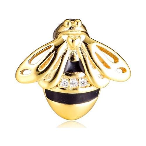 New Reflexions Honeybee Clip Golden Shine Charm Beads for Reflexions Belt Bracelets Women DIY 925 Sterling Silver Beads Jewelry