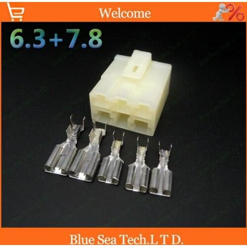 Sample,2 sets 6.3mm+7.8mm 5 Pin/way male Auto electronic plug,Car electrical connector for Motorcycle,truck,car
