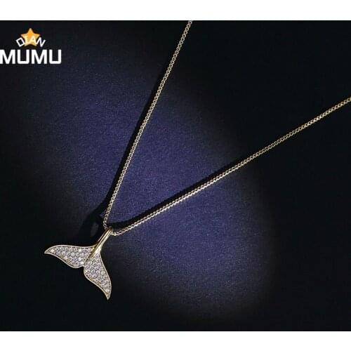 New Fashion Choker Necklaces For Women Mermaid Fishtail Cute Temperament Inlaid Zircon Clavicle Charm Chain Fashion Jewelry