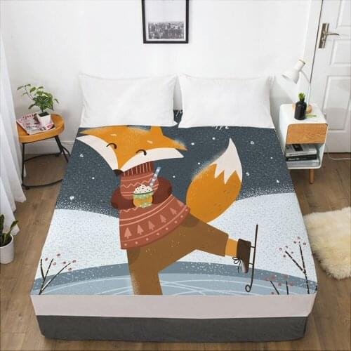 Cartoon Christmas Childrens Elastic fitted sheet bed sheet With An Elastic Band Mattress Cover Bed cover for kids baby snow