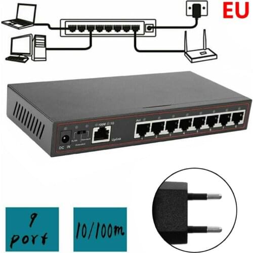 9Ports LAN Ethernet Net-work Switch HUB Mini Desktop Adapter US/UK/EU/AU Plug Ethernet switch adapter C26