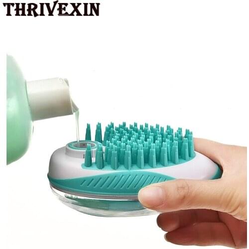 Pet Dog Bath Brush 2 in 1 Cat Shampoo dispenser SPA Massage Comb Silicone Dogs Shower Hair Grooming Cleaning Tool Pet Supplies