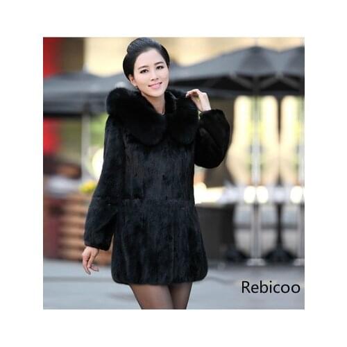 Women Winter Hooded Fake Fur Coats Plus Size 3XL 4XL Vintage Artificial Black Faux Fox Fur Coat With Hood Big Size