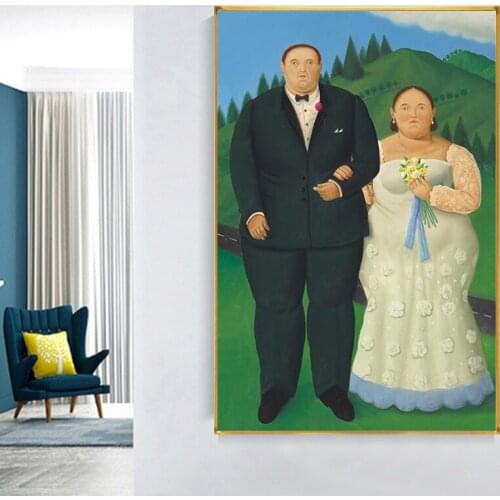 Modern Funny Art Country Wedding By Fernando Botero Oil Paintings on Canvas Art Posters and Prints Wall Art Pictures Home Decor