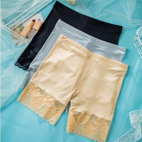 Summer Women Bralette Seamless Lace Safety Pants Women Underwear Mid-Waist Plus Size Panties Anti-Light Safety Shorts Under