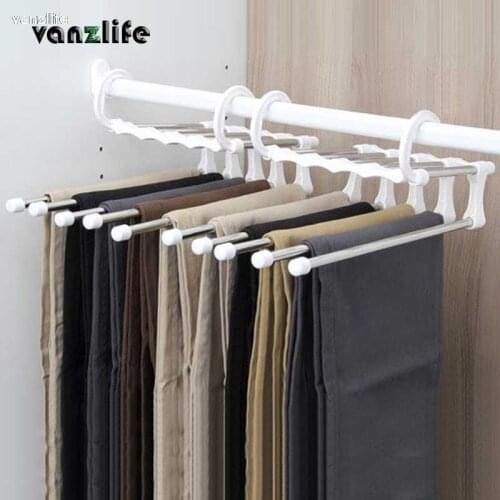 Vanzlife multi-layers stainless steel pants hangers home retractable wardrobe pants storage racks