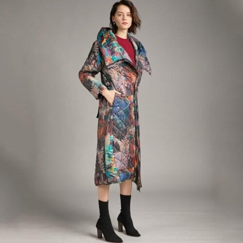 2020 DE Winter Jackets Women White Duck Down Long Jacket Female Padded Hooded Parkas Ultra Light Portable