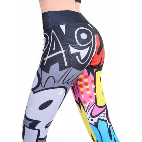 SALSPOR Fashion Women Digital Print Leggings High Waist fitness Seamless Slim Legging Female Buttocks Push Up Ankle Trousers
