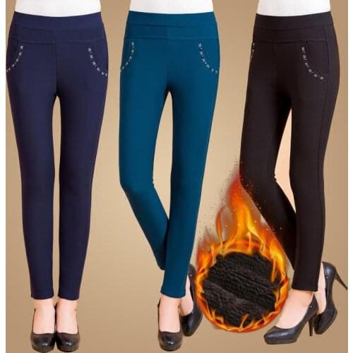 Plus Size XL-XXXXXL Winter Trousers for Women Warm Fleeces Pencil Pants High Waist Stretch Thickening Leggings Casual Pants L07