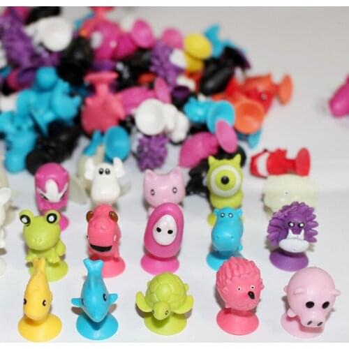 1pcs/10pcs Cartoon Animal Sucker Toy Mini Animal Model Doll Random Style Cup Diy Home With Decoration Suction For Kids Toys B3A9