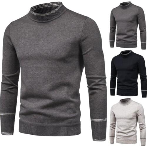 2020 Fashion Mens Top Warm Knitwear High Collar Long Sleeve Plus Size Sweater Slim Mens Undershirt Korean Designer clothes