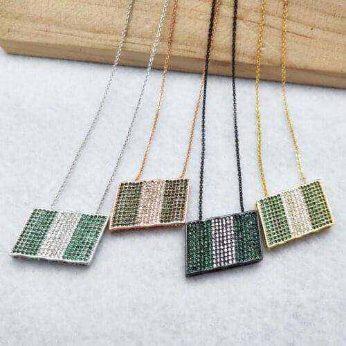 5 Pieces Micro Pave Crystal Cubic Zirconia Pendant handcrafted Charm women Jewelry Finding,Nigeria flag Necklace NK340