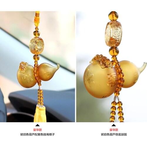2015 Car Mirror Crystal Car Ornaments Hanging with Glass Perfume Bottle Calabash Gourd Ornaments Car Perfume Free Shipping