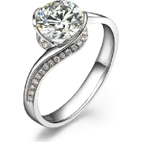 Sparkle Forever 0.8Ct 6 mm G-H Moissanite Diamond Ring Wedding Jewel Test Positive 925 Sterling Silver Promise Ring