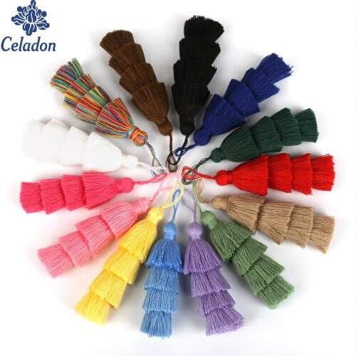Hot Selling 8cm+2cm Four layer Tassel of Polyester And Cotton For Curtains lace Tassel Many Colors Selectable