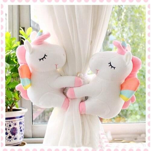 1 Pair Unicorn Curtain Holder Kids Room Decoration Plush Toys Magnetic Curtain Tieback Buckle Clips Hanging Ball Buckle Tie Back