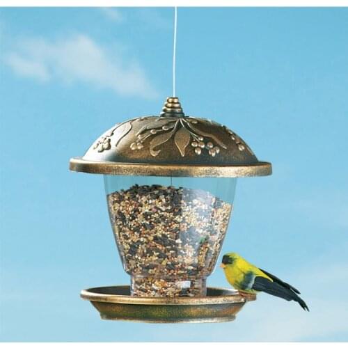 Wild Outdoor Bird Feeder Inclined Metal Roof Rainproof Transparent Panels Hanging House Yard Garden Porch