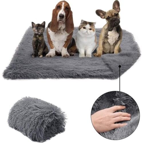 Long Plush Pet Dog Blanket Portable Double Thickness Square Pet Bed Blanket Soft Thin Mat for Dogs
