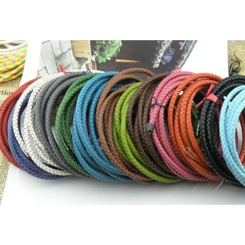 16 Colors Available--10 Yards 6.0mm Round Bolo Braided Real Leather Cord For Bracelet Making--LCB60