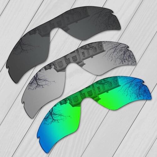 E.O.S 3 Pieces Black & Silver & Emerald Green Polarized Replacement Lenses for Oakley Radar Path Sunglasses