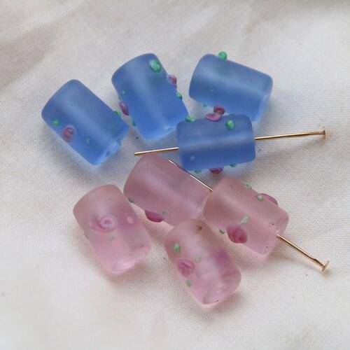 10Pcs Elegance Blue Pink Flower Beads For DIY Making Earrings Necklace Losse Beads Jewelry Accessories