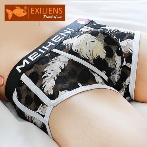 EXILIENS Brand New Sexy Underwear Men Boxer Para Hombre Lace Man Penis Mens Boxers Cuecas Masculina Boxershorts Homme Size M-2XL