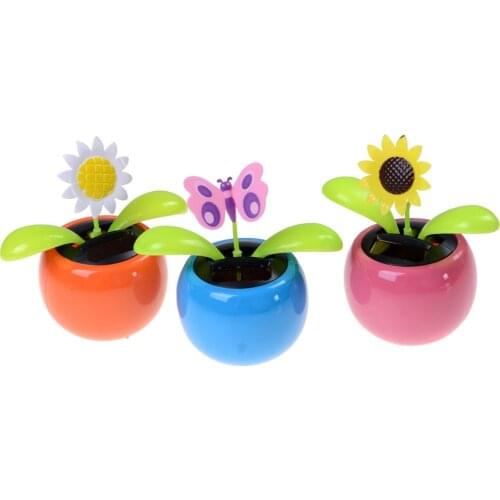 Solar Powered Flip Flap Dancing Flower For Car Decor Automatic Dancing Flower Toy Gift High Quality