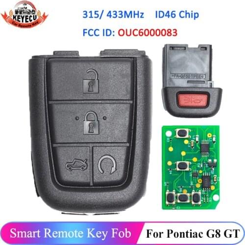 KEYECU OUC6000083 4+1 5 Button 315MHz 433MHz Flip Car Remote Key Fob CAN ID46 Chip for Pontiac G8 GT 2008 2009 2010 2011