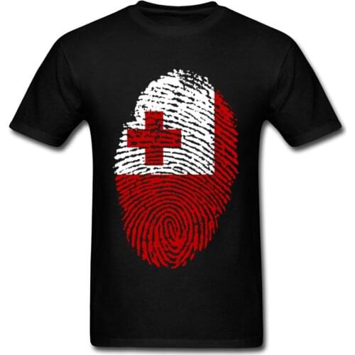 Tonga Flag Fingerprint T-Shirt. Summer Cotton O-Neck Short Sleeve Mens T Shirt New S-3XL