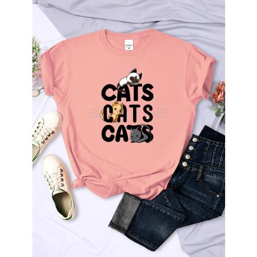 A Group Of Cute Kittens Creative Printing Women T-shirts Fashion Fit T Shirts Manga Soft Top Vintage Brand womens T-shirts