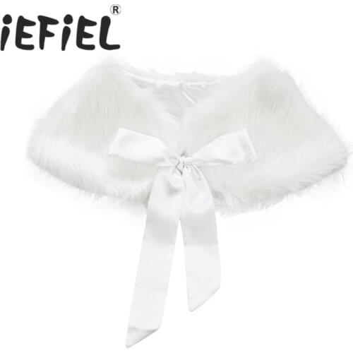 IEFiEL Kids Girls Children Baby Cape Short Jacket Princess Party Wool Cloak Girls Faux Fur Bolero Shrug Spring Wedding Jacket
