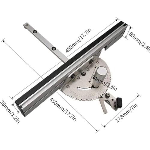 Miter Gauge Aluminium Profile Fence W/ Track Stop Table Saw Router Miter Gauge Saw Assembly Ruler for Woodworking Tools