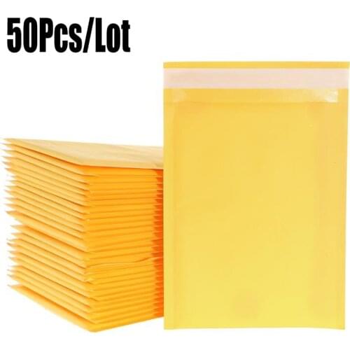 50Pcs/lot Kraft Paper Bubble Envelopes Bags Mailers Padded Shipping Envelope With Bubble Packaging Bags Courier Storage Bags