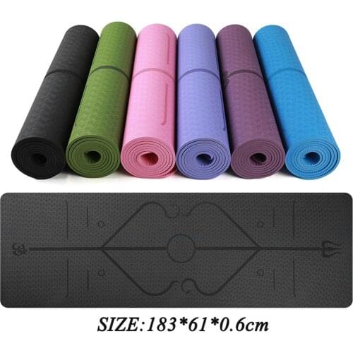 TPE Yoga Mat 6mm For Beginner Non-slip Mat Yoga Sports Exercise Pad With Position Line For Home Fitness Gymnastics Pilates Mats