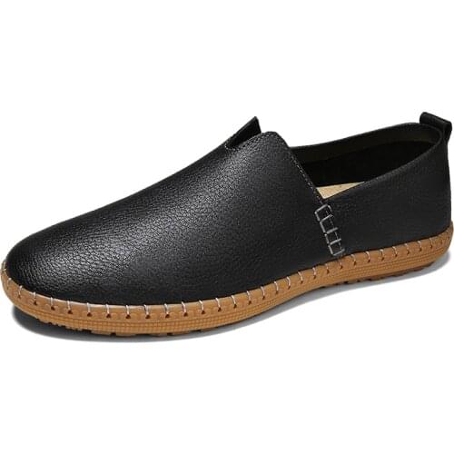 Driving Shoes Genuine Leather Shoes for Men Minimalist Sneakers Male Handmade Slip on Flats Boat Shoes Man Lightweight Footwear