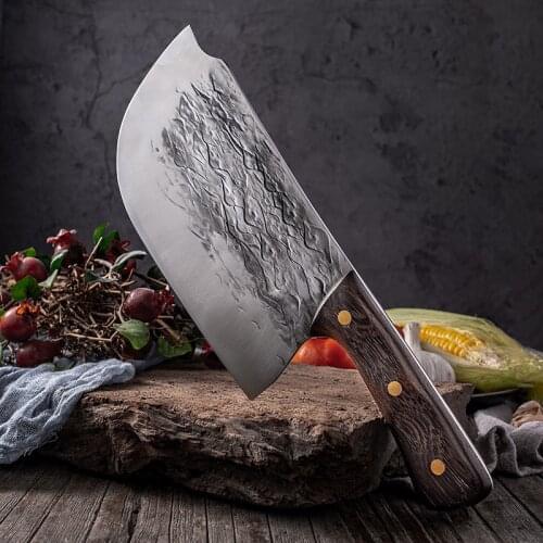 Forg Kitchen Chef Knife Stainless Manganese Carbon Steel Meat Cleaver Knife Wooden Handle Kitchen Cleaver Slicing Meat