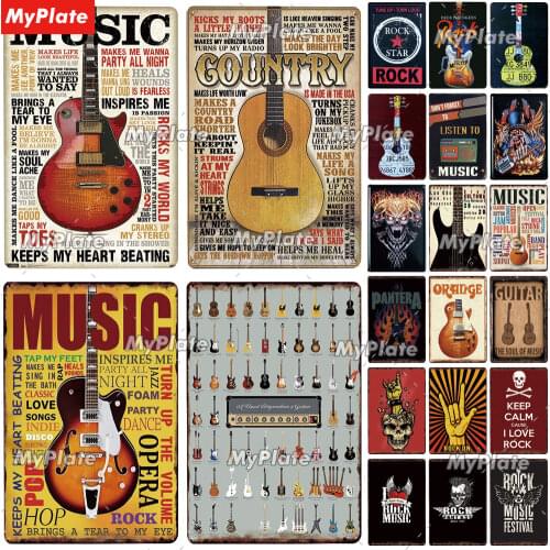 Guitar Metal Sign Metal Poster Tin Sign Plaque Metal Vintage Wall Decor for Bar Pub Rock Club Man Cave Country Music Custom
