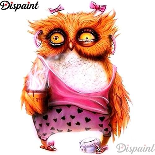Dispaint Full Square/Round Drill 5D DIY Diamond Painting "Cartoon owl scenery" 3D Embroidery Cross Stitch 5D Home Decor A12101
