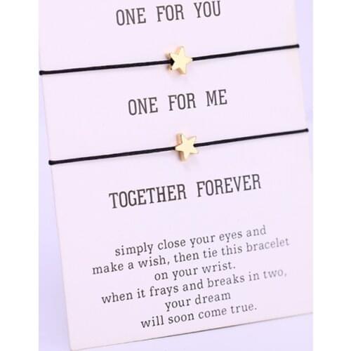 A SET) Love Star Tree Heart Bracelets Couple Best Friends Adjustable Rope Bracelet Women Men Girl Jewelry Drop Shipping