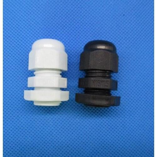 Nylon plastic cable glands M16 * 1.5 PG9 white / black waterproof plug x20