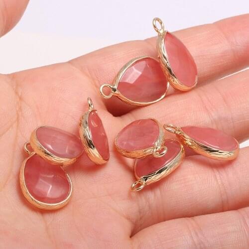 Natural Stone Faceted Watermelon Red Pendants Water drop shape Charms for Jewelry Making Diy earring necklace accessories